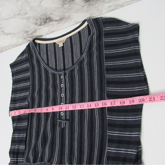 Lucky Brand Jacquard Blue Striped Casual Dress With Pockets Size Medium - Picture 9 of 13